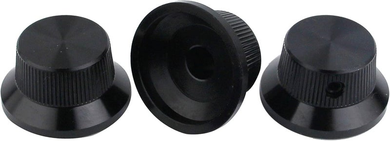 guyker Electric Guitar Bass Control Potentiometer Knobs, Aluminum alloy Hat Top Metal Volume Knob Replacement Parts (3 Piece, Black) - Image 3